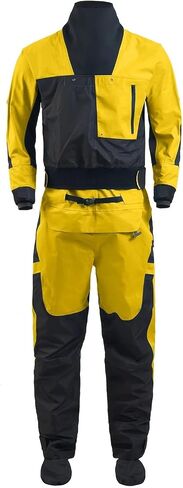 Outdoor Sports Suit Dry Clothes Latex Collar Cuff Breathable Three-layer Waterproof Material Kayaking Surfing Paddling For Sailing,Kayaking(Blue,M) in Kuwait