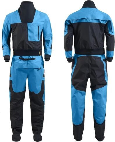 Outdoor Sports Suit Dry Clothes Latex Collar Cuff Breathable Three-layer Waterproof Material Kayaking Surfing Paddling For Sailing,Kayaking(Blue,M) in Kuwait