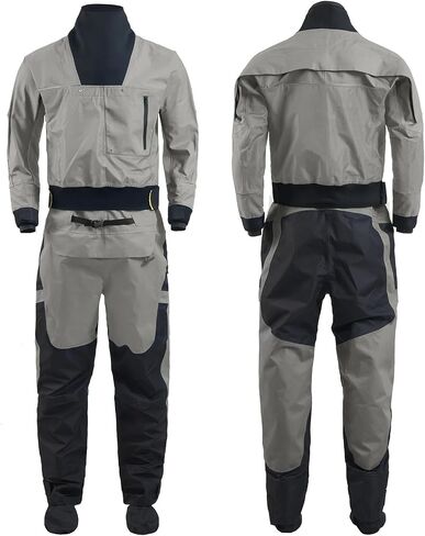 Outdoor Sports Suit Dry Clothes Latex Collar Cuff Breathable Three-layer Waterproof Material Kayaking Surfing Paddling For Sailing,Kayaking(Blue,M) in Kuwait