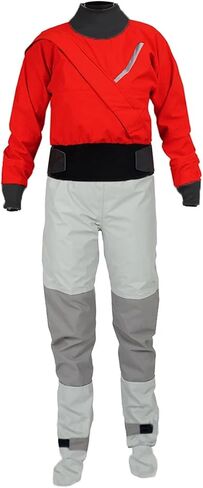 Women's Waterproof And Breathable Padded Dry Suit, Latex Neck, Sleeve Cover, Kayaking, Fishing, Surfing, W18 For Sailing,Kayaking(Red,M) in Kuwait