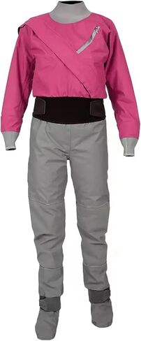 Women's Waterproof And Breathable Padded Dry Suit, Latex Neck, Sleeve Cover, Kayaking, Fishing, Surfing, W18 For Sailing,Kayaking(Red,M) in Kuwait