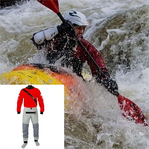 3-Layer Mens Lightweight Soft Shell Dry Suits Front Zipper Fully Taped Drysuit For Watersport Kayaking Paddling For Sailing,Kayaking(M) in Saudi Arabia