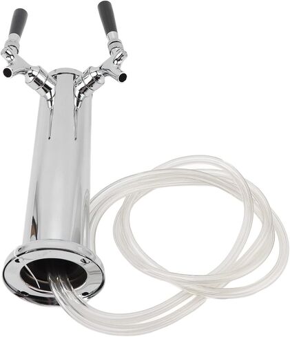 برج Kegerator مزدوج الصنبور، 3 بوصات موزع برج البيرة، برج البرميل، صنبور البيرة، صنبور بيرة ذاتي الإغلاق، من الفولاذ المقاوم للصدأ، طقم برج صنبور Kegerator مع خط Kegerator مُجمَّع مسبقًا in Kuwait