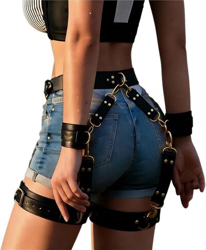 LUXINGLU Punk Leather Thigh Harness,Women Punk Belts PU Leather for Women, Waist Leg Garter for Halloween, Party, Nightclub in Saudi Arabia