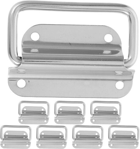 UKCOCO 8pcs Toolbox Pull Handles, Stainless Steel Folding Handles for Box Lifting, Fits Cabinets, Stage Cases, Trunk, Tool Chests, Dresser Drawers Accessories in Kuwait