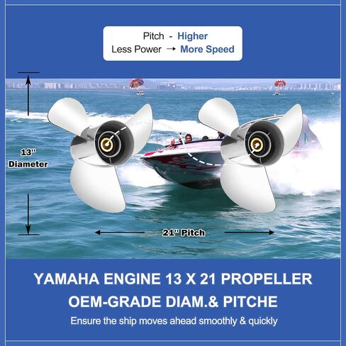 FYMP OEM 13 x 21 YBS شبه الساطور ترقية مروحة القارب الخارجية من الفولاذ المقاوم للصدأ لمحركات Yamaha 60 70 75 80 85 90 100 115 HP، 15 أسنان خدد، 3 شفرات، RH in Kuwait