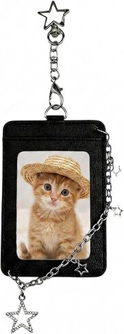 K-pop Photocard Holder Keychain with Metal Chain,Photocard Holder Keychain for Fans,Photocard Keychain with Star Design,Photo Card Holder Keychain with Chain for Daily Use & K-pop Events in Saudi Arabia