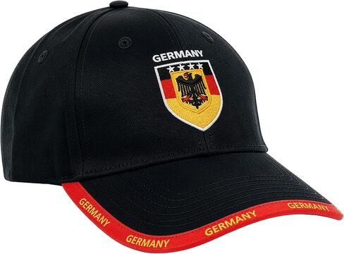 قبعة بيسبول Just 4 Kicks Germany لكرة القدم - معدات مشجعي كرة القدم لكأس العالم - قبعة ألمانية مطرزة بشعار النسر قابلة للتعديل، أسود/أحمر in Kuwait