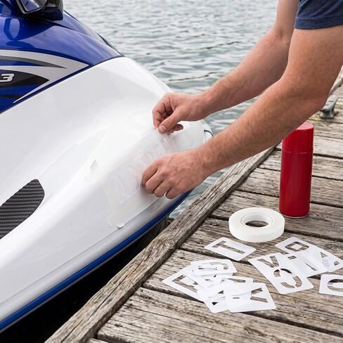 Boat Registration Stencil Kit, 108 Pcs Reusable 3 Inch Marine Letter and Number Stencils, Alternative to Boat Number Stickers for Boats, Kayaks and Pwcs in Kuwait