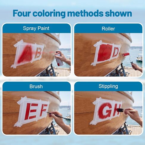 Boat Registration Stencil Kit, 108 Pcs Reusable 3 Inch Marine Letter and Number Stencils, Alternative to Boat Number Stickers for Boats, Kayaks and Pwcs in Kuwait