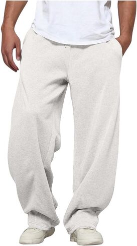 ABABC Baggy Sweatpants for Men Drawstring Elastic Waist Casual Pants Loose Workout Gym Track Pants with Pockets in Saudi Arabia