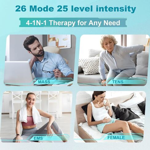 Wireless Tens Unit Muscle Stimulator for Pain Relief, 26 Mode 25 Intensity APP Controlled Bluetooth Wireless TENS & EMS Muscle Stimulator - Used to Relieve Pain in All Parts of the Body (Blue) in Kuwait