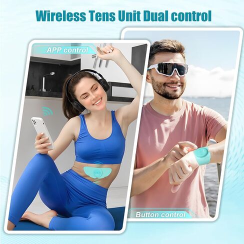 Wireless Tens Unit Muscle Stimulator for Pain Relief, 26 Mode 25 Intensity APP Controlled Bluetooth Wireless TENS & EMS Muscle Stimulator - Used to Relieve Pain in All Parts of the Body (Blue) in Kuwait