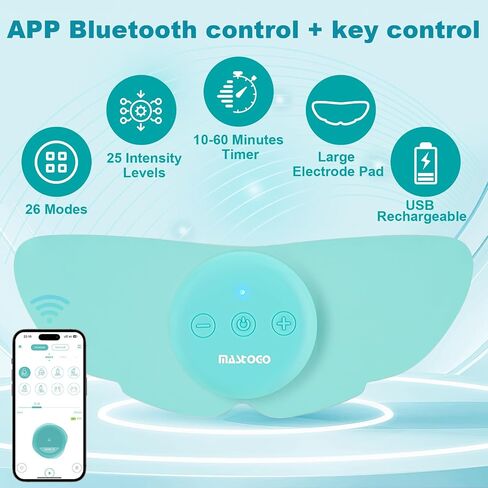 Wireless Tens Unit Muscle Stimulator for Pain Relief, 26 Mode 25 Intensity APP Controlled Bluetooth Wireless TENS & EMS Muscle Stimulator - Used to Relieve Pain in All Parts of the Body (Blue) in Kuwait