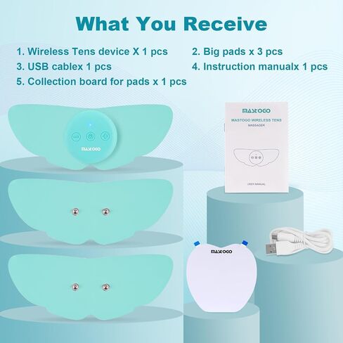 Wireless Tens Unit Muscle Stimulator for Pain Relief, 26 Mode 25 Intensity APP Controlled Bluetooth Wireless TENS & EMS Muscle Stimulator - Used to Relieve Pain in All Parts of the Body (Blue) in Kuwait