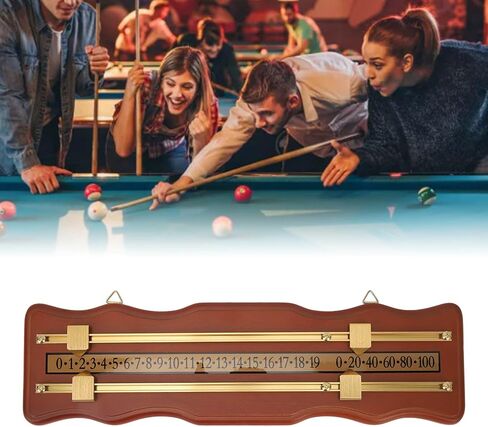 Billiard Game Scorer, 2 Track Wavy Brown Density Fiberboard Billiard Score Board for Home Club Supplies in Kuwait