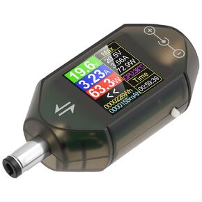 DC Voltage Tester Power Meter, 4.5-50V 0-12A Two-Way Measurement Voltage Current Capacity Amp Volt Voltmeter Ammeter Detector Digital Tester for DC 5.5 x 2.5/2.1 Port Device, Black in Saudi Arabia