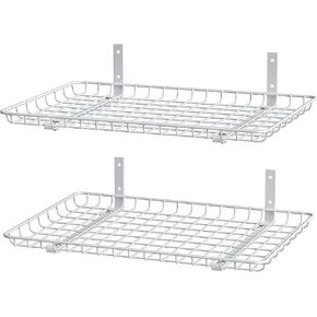 EVERHANGER Garage Wall Shelves 12x24 Inch, Wall Mounted Storage Shelf, Metal Shelf Rack, Heavy-Duty Shelf Organizer 2 Pack, White in Saudi Arabia