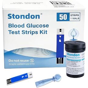 Stondon Blood Glucose Test Strips and Lancets, 50 Test Strips + 50 Lancets, Compatible with Stondon G430/G520/G425-3 Glucose Meters, No Coding Blood Sugar Testing Supplies in Kuwait