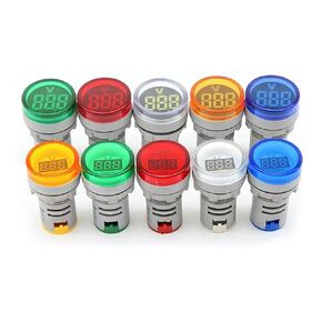 1PC 22mm DIY Mini Digital Voltmeter Round AC20-500V/DC5-60V Voltage Tester Meter Monitor Power LED Indicator Pilot Lamp Light(Blue Small Print) in Kuwait