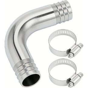 304 Stainless Steel Sanitary Hose Barb Fitting 2" Barbed x 2" Barbed 90 Degree Elbow, 1pc Fitting with 2pcs Hose Clamps in Saudi Arabia