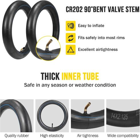 14x2.125 Bike Tube with 90° CR202 Angled Valve | Butyl Rubber 14 Inch Inner Tube For Folding E-Bike,Electric Scooters,Ebikes And Kids Bikes in Saudi Arabia