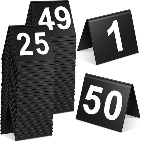 50 قطعة من الخيام ذات أرقام الطاولة السوداء 1-50 أرقام طاولات المطاعم لحفلات الزفاف وخدمة الطعام in Kuwait