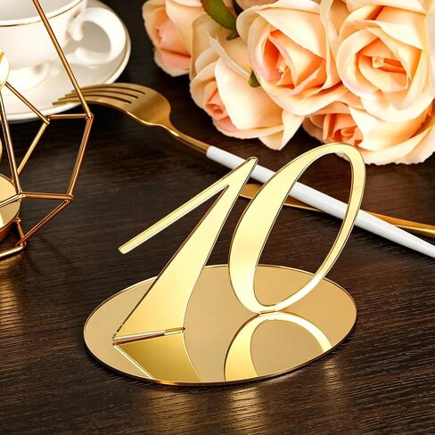 10 Pcs Table Numbers for Wedding 1-10 Reception Wedding Numbers Signs with Holder Elegant Gold Acrylic Table Number for Engagement Party Birthday Anniversary Event Catering(Gold) in Kuwait