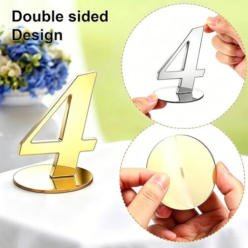 10 Pcs Table Numbers for Wedding 1-10 Reception Wedding Numbers Signs with Holder Elegant Gold Acrylic Table Number for Engagement Party Birthday Anniversary Event Catering(Gold) in Kuwait