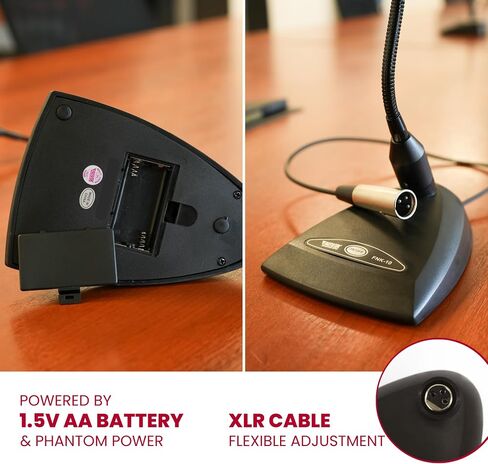 ميكروفون مكثف معقوف من NOVIK NEO FNK-10 مع فلتر بوب - ميكروفون XLR للمنصة والكنيسة والبث والمنبر والمؤتمرات والخطاب - قاعدة الطاولة، قلبي الشكل، طاقة فانتوم مع زر تشغيل/إيقاف in Kuwait