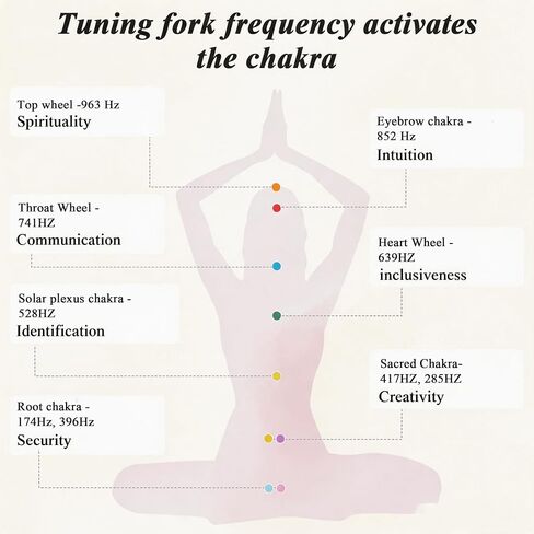 Chakra Tuning Fork Set, 10pcs Multi-Color Solfeggio Tuning Forks (174-963Hz) with Activator & Deluxe Gift Box, Aluminum Alloy Tuning Fork for Healing Set for Sound Therapy, Yoga, Meditation in Kuwait