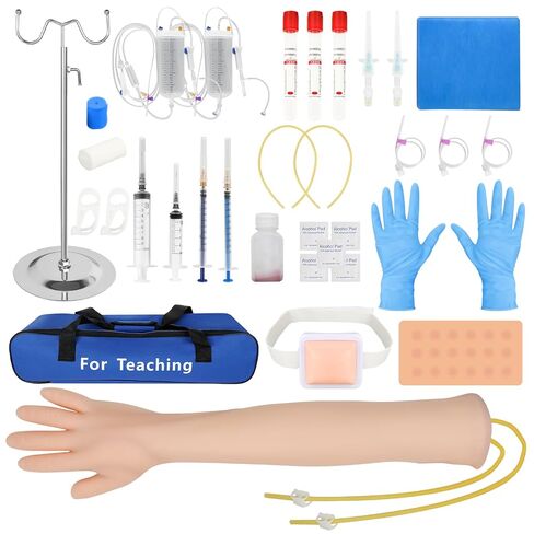 Phlebotomy Practice Kit 31PCS for Injection Training, IV Practice Kit for Nurse with Phlebotomy Arm, Venipuncture and Blood Draw Practice Kit for Medical Students, Education Training Only in Kuwait