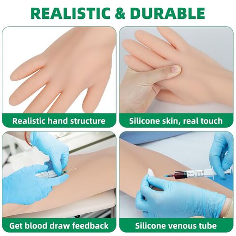 Phlebotomy Practice Kit 31PCS for Injection Training, IV Practice Kit for Nurse with Phlebotomy Arm, Venipuncture and Blood Draw Practice Kit for Medical Students, Education Training Only in Kuwait