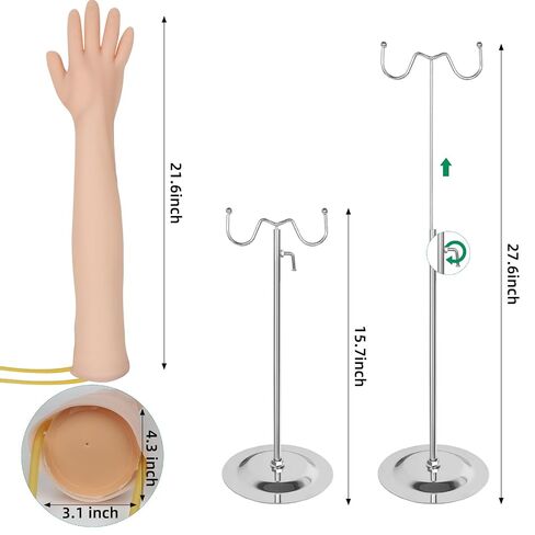 Phlebotomy Practice Kit 31PCS for Injection Training, IV Practice Kit for Nurse with Phlebotomy Arm, Venipuncture and Blood Draw Practice Kit for Medical Students, Education Training Only in Kuwait