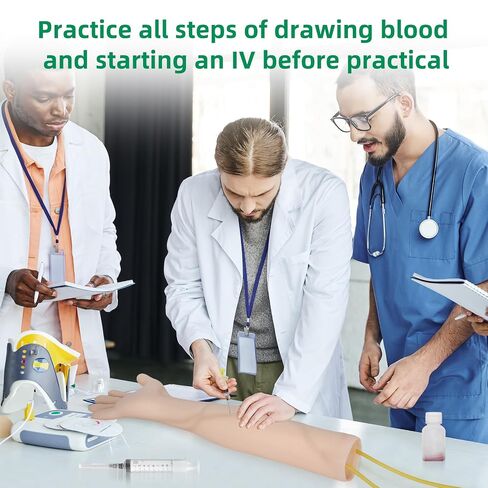 Phlebotomy Practice Kit 31PCS for Injection Training, IV Practice Kit for Nurse with Phlebotomy Arm, Venipuncture and Blood Draw Practice Kit for Medical Students, Education Training Only in Kuwait