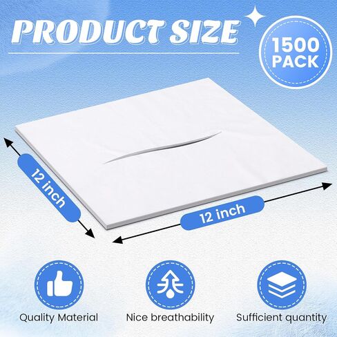 Hahafelt 1500 Per Box Headrest Paper Tissue Sheets with Slit 12" x 12" Disposable Square Chiropractic Face Exam Paper Sheets for Massage Exam Table in Kuwait