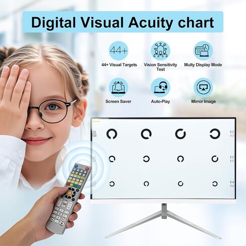 مقياس الرؤية الرقمي 21.5 بوصة LCD بدون حدود مقياس رؤية بصري إلكتروني مع أكثر من 44 هدفًا بصريًا و5 طرق عرض جهاز عرض بصري مع جهاز تحكم عن بعد in Kuwait