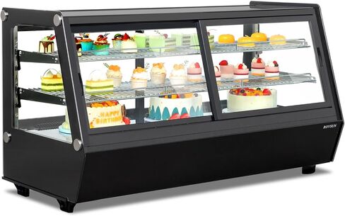 ROVSUN 3 Cu.Ft Commercial Display Refrigerator ETL NSF Certified, Refrigerated Display Case Countertop Pastry Display Case w/LED Air-cooling Automatic Defrost Front Opening Door for Cafe Restaurant in Kuwait