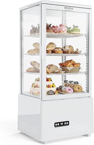 ROVSUN 3 Cu.Ft Commercial Display Refrigerator ETL NSF Certified, Refrigerated Display Case Countertop Pastry Display Case w/LED Air-cooling Automatic Defrost Front Opening Door for Cafe Restaurant in Kuwait
