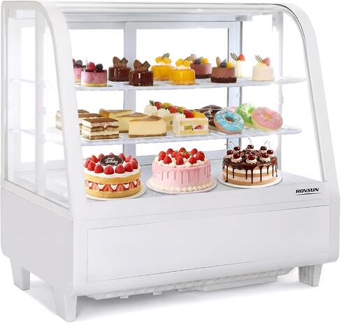 ROVSUN 3 Cu.Ft Commercial Display Refrigerator ETL NSF Certified, Refrigerated Display Case Countertop Pastry Display Case w/LED Air-cooling Automatic Defrost Front Opening Door for Cafe Restaurant in Kuwait