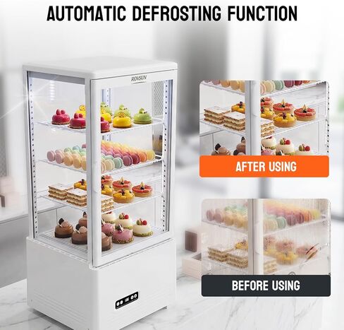 ROVSUN 3 Cu.Ft Commercial Display Refrigerator ETL NSF Certified, Refrigerated Display Case Countertop Pastry Display Case w/LED Air-cooling Automatic Defrost Front Opening Door for Cafe Restaurant in Kuwait