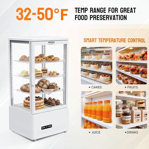 ROVSUN 3 Cu.Ft Commercial Display Refrigerator ETL NSF Certified, Refrigerated Display Case Countertop Pastry Display Case w/LED Air-cooling Automatic Defrost Front Opening Door for Cafe Restaurant in Kuwait