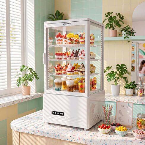 ROVSUN 3 Cu.Ft Commercial Display Refrigerator ETL NSF Certified, Refrigerated Display Case Countertop Pastry Display Case w/LED Air-cooling Automatic Defrost Front Opening Door for Cafe Restaurant in Kuwait
