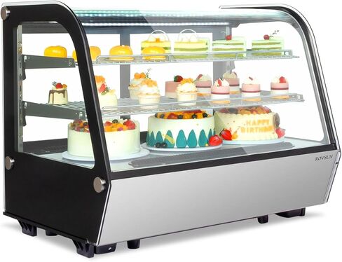 ROVSUN 3 Cu.Ft Commercial Display Refrigerator ETL NSF Certified, Refrigerated Display Case Countertop Pastry Display Case w/LED Air-cooling Automatic Defrost Front Opening Door for Cafe Restaurant in Kuwait