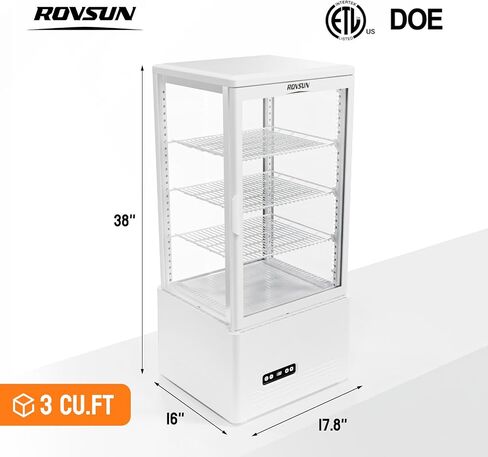 ROVSUN 3 Cu.Ft Commercial Display Refrigerator ETL NSF Certified, Refrigerated Display Case Countertop Pastry Display Case w/LED Air-cooling Automatic Defrost Front Opening Door for Cafe Restaurant in Kuwait