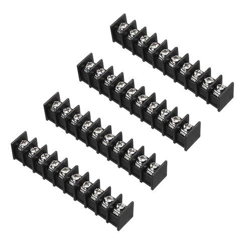 MECCANIXITY 4 مواضع كتلة طرفية، 1.57 بوصة × 0.65 بوصة 300 فولت 20 أمبير 9.5 مم درجة PA66 صف واحد PCB جبل محطات برغي شريط حزمة من 4، أسود in Kuwait