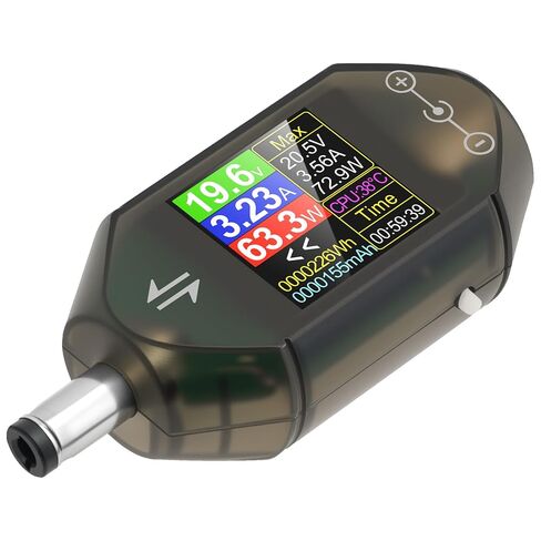 DC Voltage Tester Power Meter, 4.5-50V 0-12A Two-Way Measurement Voltage Current Capacity Amp Volt Voltmeter Ammeter Detector Digital Tester for DC 5.5 x 2.5/2.1 Port Device, Black in Saudi Arabia