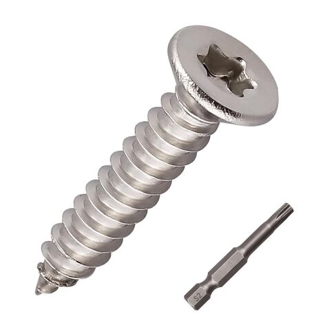 50 Pcs #10 x 1-1/4 Torx Flat Head Sheet Metal Screws with Bit, 304 Stainless Steel 18-8, 6-Lobe Star Drive Self Tapping Screws for Marine & Automotive Trim in Kuwait