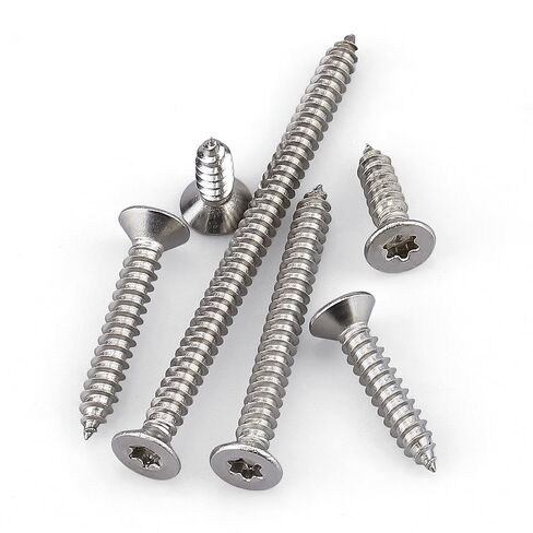 50 Pcs #10 x 1-1/4 Torx Flat Head Sheet Metal Screws with Bit, 304 Stainless Steel 18-8, 6-Lobe Star Drive Self Tapping Screws for Marine & Automotive Trim in Kuwait