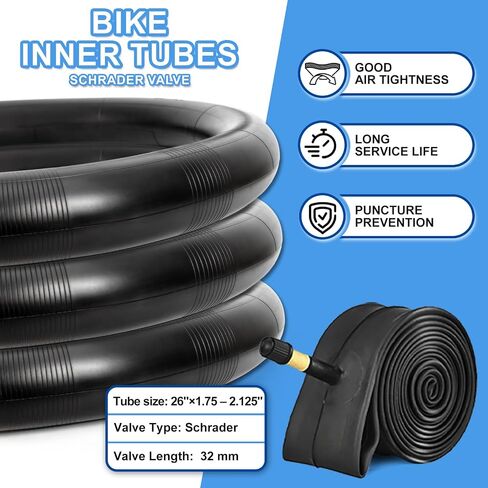 WHEELO 26x2.125 Cruiser Bike Tires Set: 2-Pack 26-inch Folding Tires Pair Schrader Valve Inner Tubes with Tire Levers for Beach Cruiser and Urban Commuting Bicycle in Kuwait